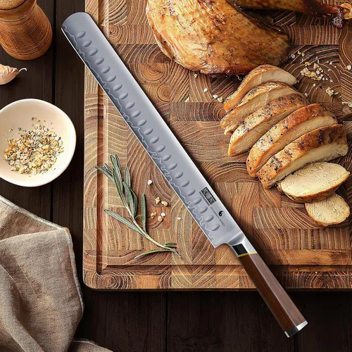 Miniatura 6 de HOSHANHO Cuchillo para Brisket de 12 Pulgadas, Cuchillo de trinchado de acero de alto carbono japonés para corte de carne y BBQ, Cuchillos de corte