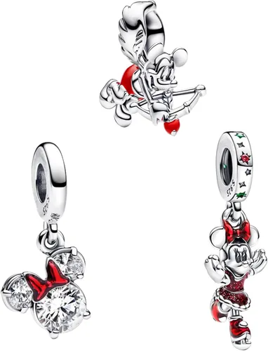 Miniatura 43 de Dijes de plata de ley 925 de dibujos animados de pato, ratón, oso, elefante, dragón chino, cuentas colgantes para pulseras y collares, joyería