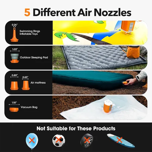 Miniatura 4 de Bomba de aire portátil 4.2kPa Bomba de aire para inflables recargable GIGA PUMP 4 con luz de campamento Ultra Air Colchón Bomba Naranja