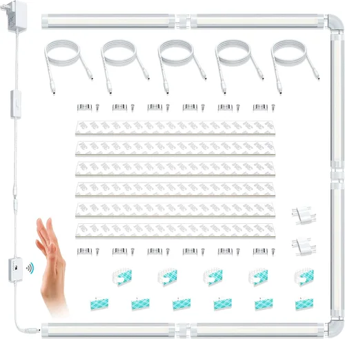 Miniatura 8 de LAMPAOUS Kit de iluminación LED regulable para debajo del gabinete, kit de iluminación segura para pistola activada por ondas manuales, sensor