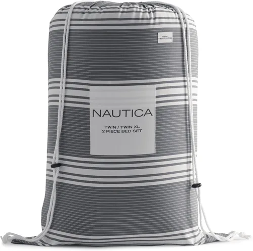Miniatura 9 de Nautica - Juego de edredón King, ropa de cama reversible de algodón con fundas a juego y bolsa de lavandería reutilizable, peso medio, certificado