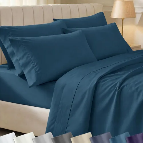Miniatura 49 de Juego de sábanas split king para cama ajustable de 100% algodón natural satinado de 400 hilos, transpirables/duraderas, con esquinas 07 - Gris claro