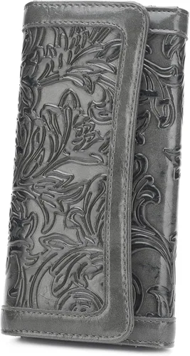 Miniatura 11 de MEITRUE Cartera de cuero para mujer, con bloqueo RFID, triple pliegue, con relieve, soporte para tarjetas, organizador de chequera para teléfono