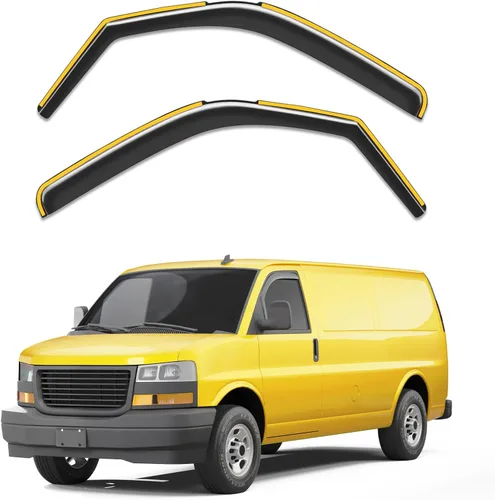 Protectores de lluvia de ventana en canal para Chevy Express Van 1996-2026 y GMC Savana 1996-2026, deflectores de ventana extra duraderos, viseras