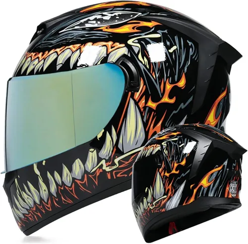 Cascos de motocicleta de cara completa, casco de motocicleta aprobado por ECE/DOT con viseras dobles, casco de motocicleta de cara completa para J