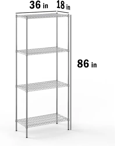Miniatura 2 de Kit de estantería de alambre cromado de 4 niveles de 18 pulgadas de profundidad x 36 pulgadas de ancho x 86 pulgadas de alto Unidad de estante