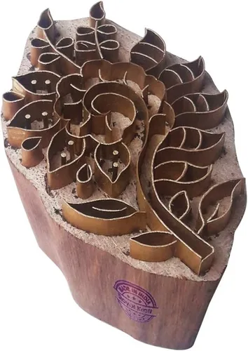 Miniatura 10 de Sello de Arcilla de Madera con Patrón de Loto de Latón para Impresión Rural BSCtag001