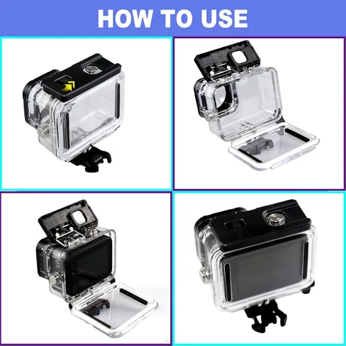 Miniatura 5 de Carcasa impermeable para GoPro Hero11 10 9 Max Lens Mod, carcasa protectora de buceo subacuático 40M con accesorios de soporte