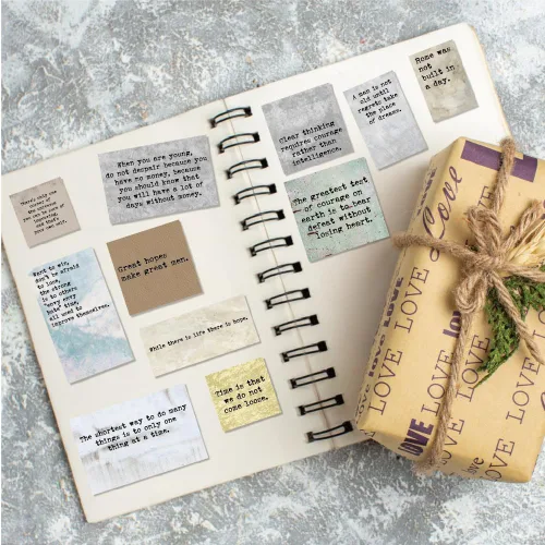 Miniatura 3 de 60 calcomanías motivacionales vintage con citas – estilo máquina de escribir, calcomanías literarias e inspiradoras positivas para álbumes