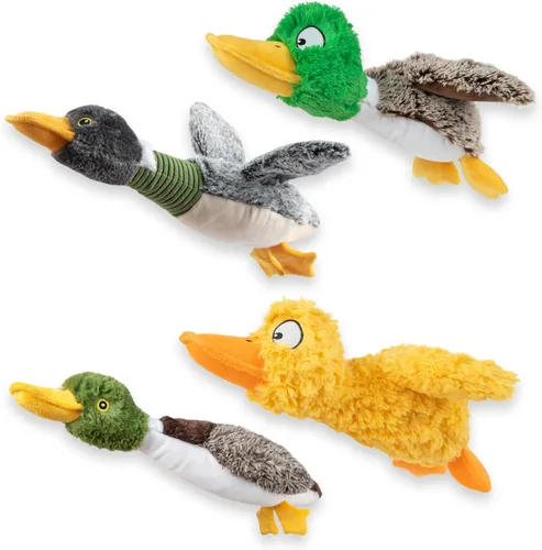 Miniatura 51 de Best Pet Supplies - Juguetes para cachorros y perros adultos, crujen y hacen chirridos, pato, rosa claro Pato arrugado (rosa claro)
