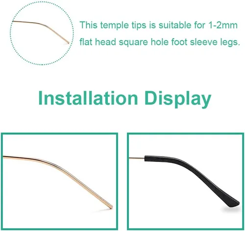 Miniatura 3 de Junsika Patillas de repuesto de lentes antideslizantes de silicona suave para patas planas y delgadas, 8 pares, color negro
