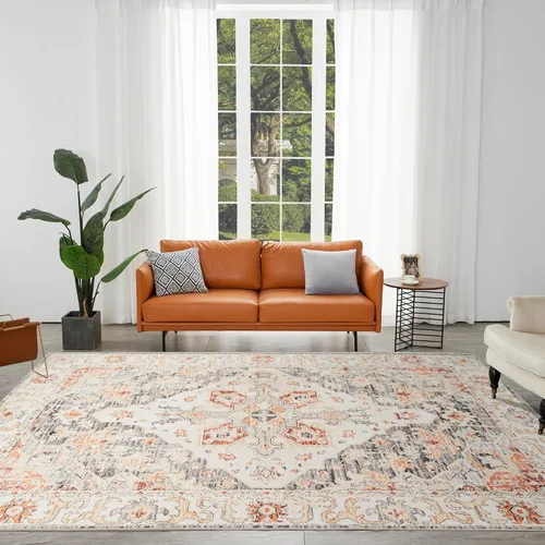 Miniatura 98 de Syalife 6x9 Alfombra Lavable para Área, Ultra Suave Antideslizante, Pila Baja, Alfombra Vintage Resistente a Manchas para Sala de Estar, Alfombra