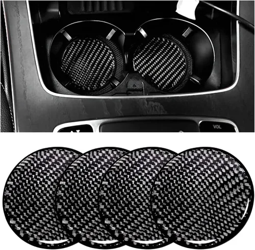 Miniatura 13 de BESULEN - Juego de 2 portavasos para automóvil de fibra de carbono, antideslizantes, insertados, universales de 2.75 pulgadas, almohadillas