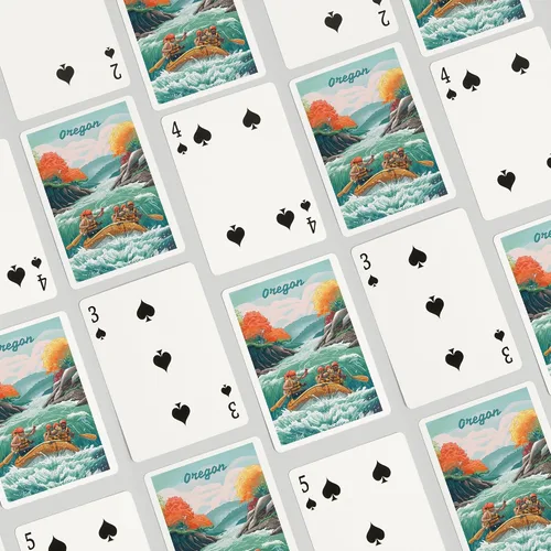 Miniatura 4 de Lantern Press Oregon, Seek Adventure, River Rafting, Fall, 52 Playing Cards for Adults, Poker Size Card Deck