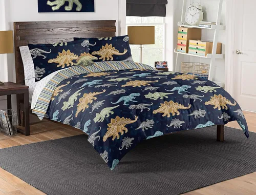 Miniatura 8 de Northwest Classics Dino Discovery - Juego de ropa de cama de 6 piezas que brilla en la oscuridad, ropa de cama para todas las estaciones para niñas