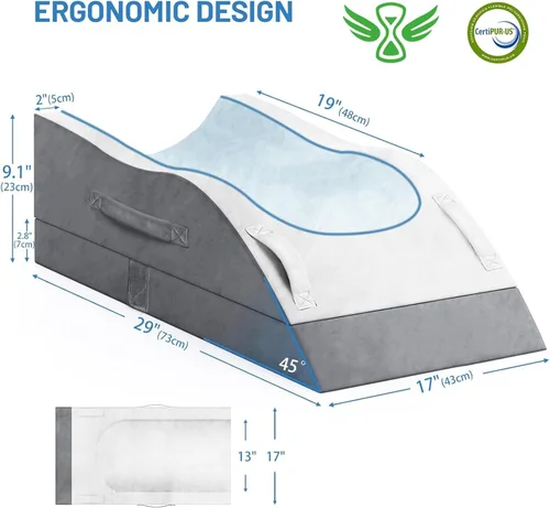 Miniatura 2 de Almohadas de elevación de doble pierna, almohada de cuña para después de la cirugía, soporte de espuma viscoelástica ajustable, cuidado cómodo