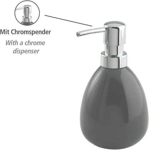 Miniatura 2 de WENKO Dispensador de jabón de manos de cerámica para baño, dispensador de jabón líquido recargable, encimera, botella con bomba para cocina y baño