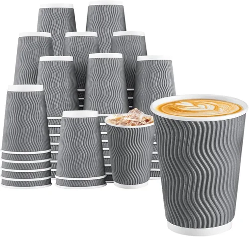 Lamosi 500 Unidades Vasos de Café Aislados de 8 oz al Por Mayor, Vasos de Papel Desechables Sin Tapas 8oz, Diseño de Pared Corrugada Ondulada para