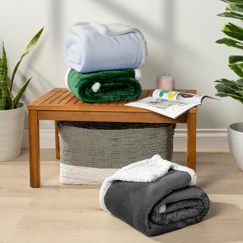 Miniatura 7 de PAVILIA Manta de forro polar Sherpa para sofá, gris oscuro, manta de felpa suave y mullida, acogedora manta de invierno reversible para mujeres