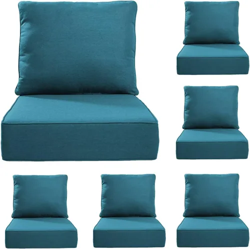 Miniatura 72 de Rilyson Cojines de patio para muebles de exterior, 22 x 24 pulgadas, respaldo alto y asiento profundo, cojín de exterior para sillas de patio, sofá