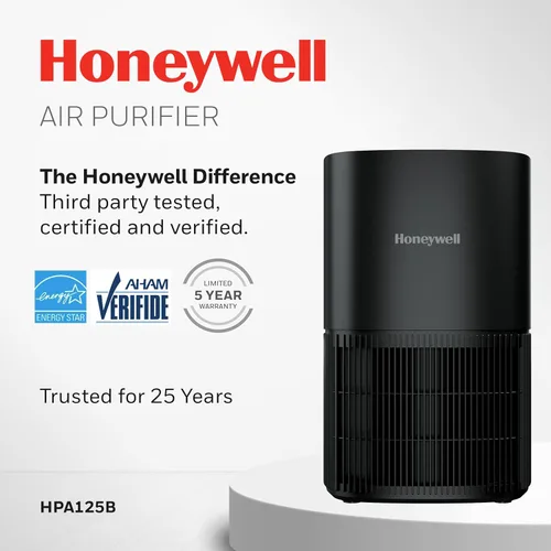 Miniatura 2 de Honeywell Allergen Plus HPA125B - Purificadores de aire HEPA compactos para habitación pequeña, cobertura de hasta 530 pies cuadrados, filtro 3