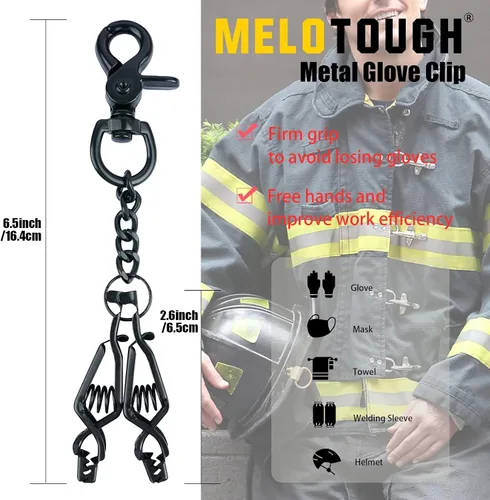 Miniatura 4 de MELOTOUGH Clips de Guante de Metal de Servicio Pesado Clips de Guantes para Trabajo Portadores de Guantes Clip de Guante de Seguridad con 2 Pinzas