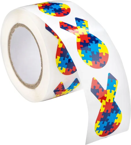 Miniatura 2 de 250 calcomanías con forma de cinta para autismo y conciencia de Asperger, perfectas para eventos, grupos de apoyo, recaudación de fondos y mucho más