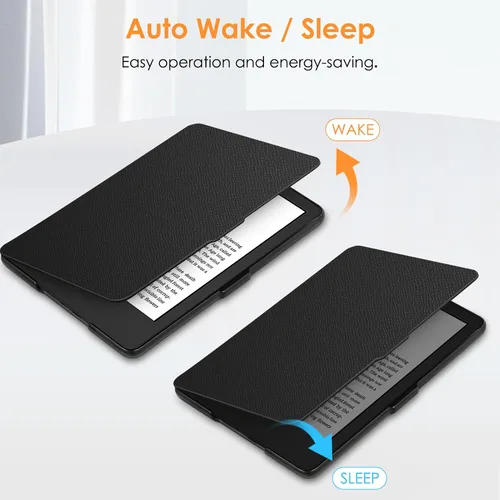 Miniatura 3 de Fintie Slimshell - Funda para Kindle de 6 pulgadas (11ª generación, versión 2024/2022), funda ligera de piel sintética con apagado y encendido Negro