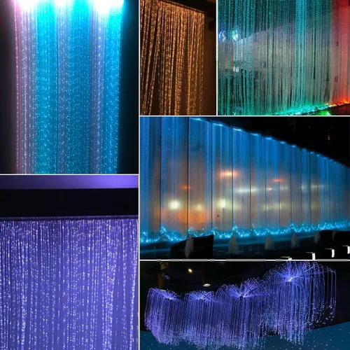Miniatura 9 de AKEPO Kit de luces de cortina de fibra óptica RGBW de 16 W, luz de cortina de cascada para decoración sensorial de habitaciones con cables de fibra