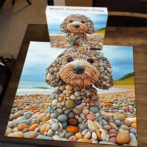 Miniatura 6 de PICKFORU Divertidos rompecabezas de perro de 1000 piezas para adultos, rompecabezas de perro guardián de playa de verano, interesante tema