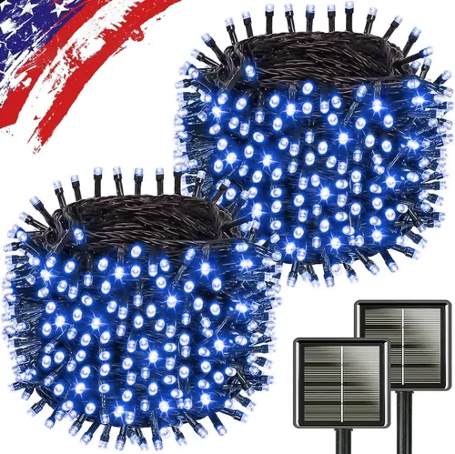 Miniatura 7 de Paquete de 200 luces solares de cadena de luces LED para exteriores, 66 pies, luces solares de Navidad para exteriores con 8 modos, IP65 impermeable