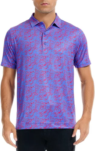 Miniatura 14 de DEOLAX Camisa de golf para hombre, con estampado de moda, atlética, de manga corta, clásica, casual, ajuste seco, suave, para hombres