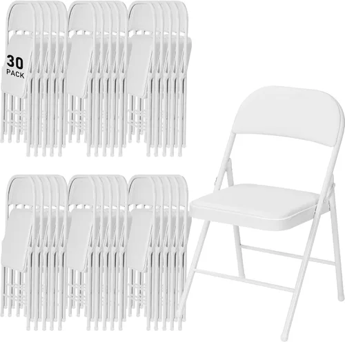 Miniatura 14 de SEALAMB Paquete de 4 sillas plegables con asiento cómodo, marco de metal resistente, sillas apilables portátiles para bodas, fiestas, oficina