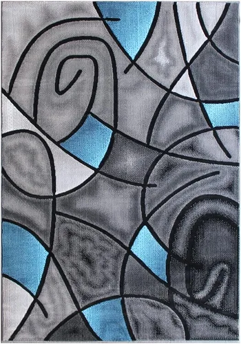 Miniatura 21 de Masada Rugs, Alfombra moderna y contemporánea, color morado, gris y negro (2 pies x 3 pies)