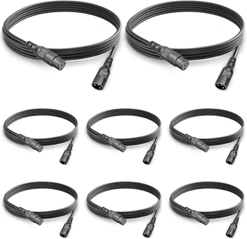 Miniatura 7 de Cable DMX 4 paquetes de cables XLR de 15 pies macho hembra DMX cables DMX DMX conector XLR de 3 pines, cable de iluminación DMX XLR para luces