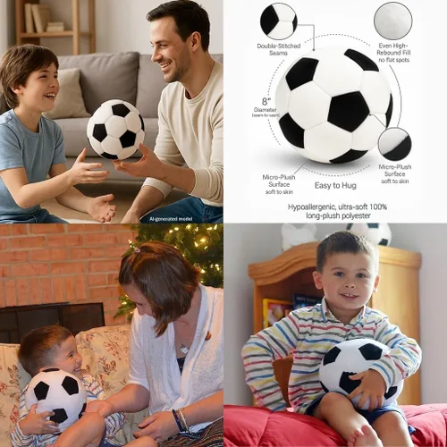 Miniatura 8 de Pelota de fútbol Tplay para niño de peluche: almohada rellena suave, regalo para decoración de habitación de 8 a 12 años, 8 pulgadas