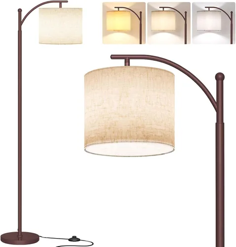 Miniatura 16 de SUNMORY Lámpara de pie de arco, moderna lámpara de pie con control remoto y bombilla regulable continua, lámparas de pie de metal con pantalla Negro