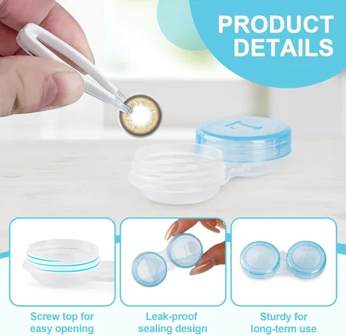 Miniatura 3 de Paquete de 50 Estuches para Lentes de Contacto, Estuches de Contacto Transparentes a Granel en 5 Colores, Lindo Estuche para Lentes de Contacto a