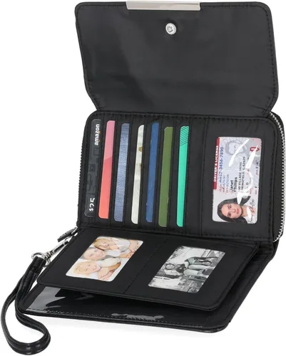 Miniatura 2 de MUNDI - Cartera de mano espaciosa con correa extraíble para la muñeca y función de bloqueo RFID para mujer, negro, L