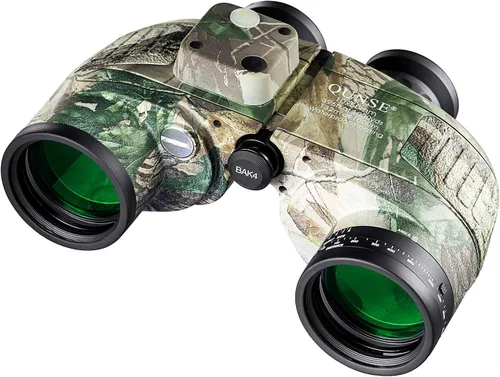 Miniatura 9 de Binoculares marinos 10 x 50 para adultos, impermeables con brújula telémetro, navegación de prisma BAK4, observación de aves y caza (camuflaje)