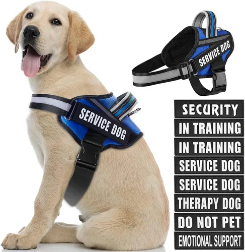 Miniatura 27 de Juego de arnés y parches para chaleco de perro, arnés para perro de servicio en entrenamiento Animire con 10 parches para perros, chaleco Rosa