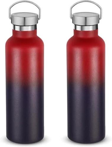 Miniatura 46 de Volhoply 24 onzas Botella de agua aislada con boca estándar con tapa de combinación de plástico y acero inoxidable, botellas de agua de 304 18/8