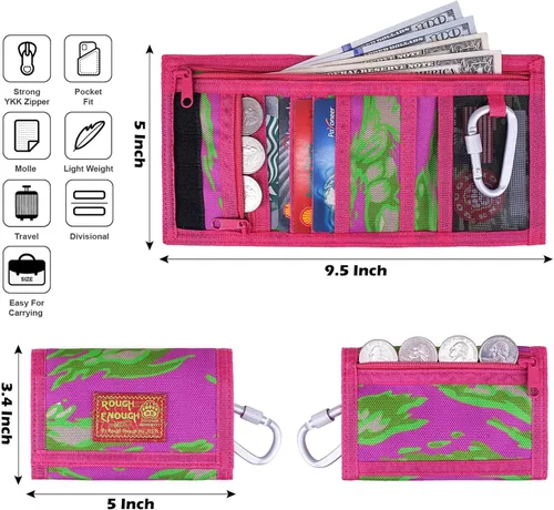 Miniatura 4 de Rough Enough - Carteras para niños y niñas, llavero de camuflaje triple pliegue
