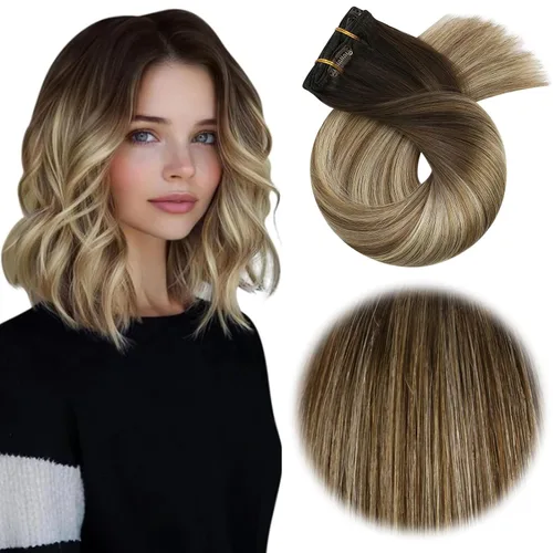 Miniatura 85 de Moresoo Extensiones de cabello humano Remy con clip, color rubio platino, extensiones de cabello humano real de doble trama, color rubio #60, 18