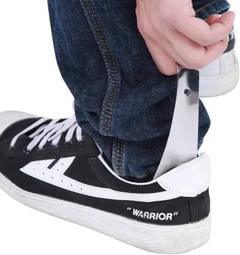 Miniatura 4 de TOPINCN Cuerno de zapato de metal de 5.7 pulgadas de largo, portátil, de acero inoxidable, elevador de cuerno de zapatos conveniente para niños
