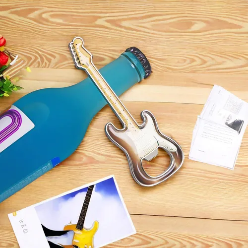 Miniatura 6 de 1 pieza/set abridor de botellas de cerveza con forma de guitarra, abridor de botellas de cerveza en forma de guitarra, regalo para amantes de la Gris