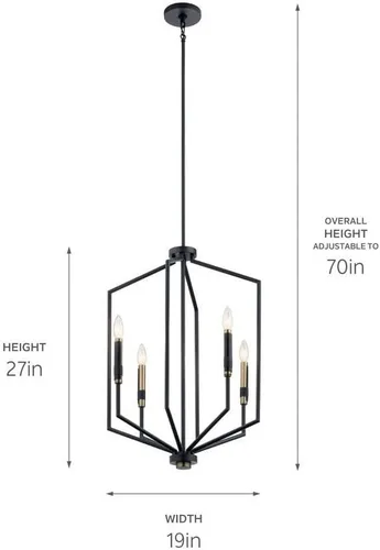 Miniatura 2 de Kichler Armand - Colgante de vestíbulo de 27 pulgadas con 4 luces en acabado negro y bronce