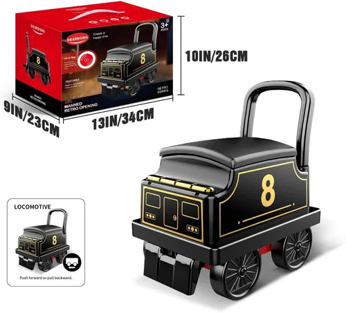 Miniatura 6 de Juguetes de Tren para Montar Conjunto de Tren Eléctrico con Vía de 2 Asientos Vagón de Carga, Música, Luz Regalos de Navidad y Cumpleaños para Niños