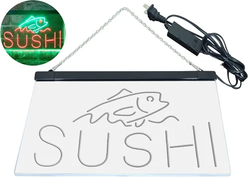 Miniatura 43 de ADVPRO Sushi Fish Sashimi Restaurant - Letrero de neón LED de doble color, azul y rojo, 12 x 8.5 pulgadas, st6s32-i3334-br