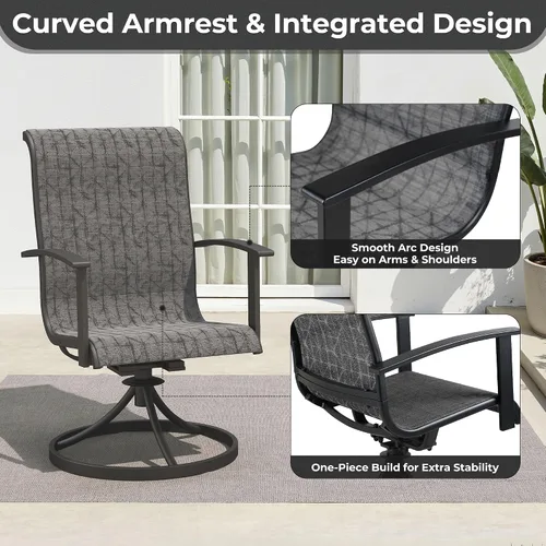 Miniatura 3 de Grand patio Juego de 2 sillas de comedor giratorias para exteriores, juego de balancines de malla de 360 grados para terraza, jardín trasero